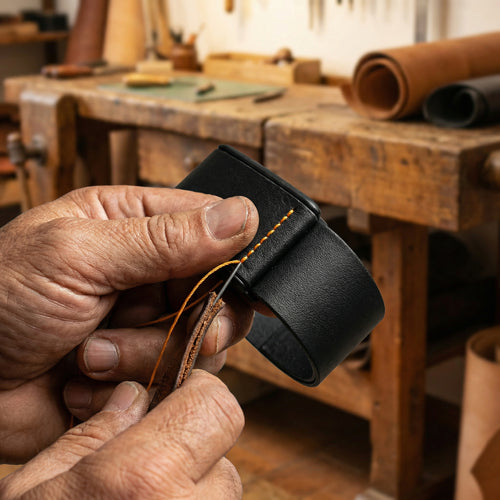 Ecoband 5.0 - Premium Italian Leather Band for WHOOP (Black/Orange)